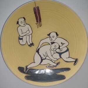 Oriental Hand painted 8 inch Clay collectible pottery plate